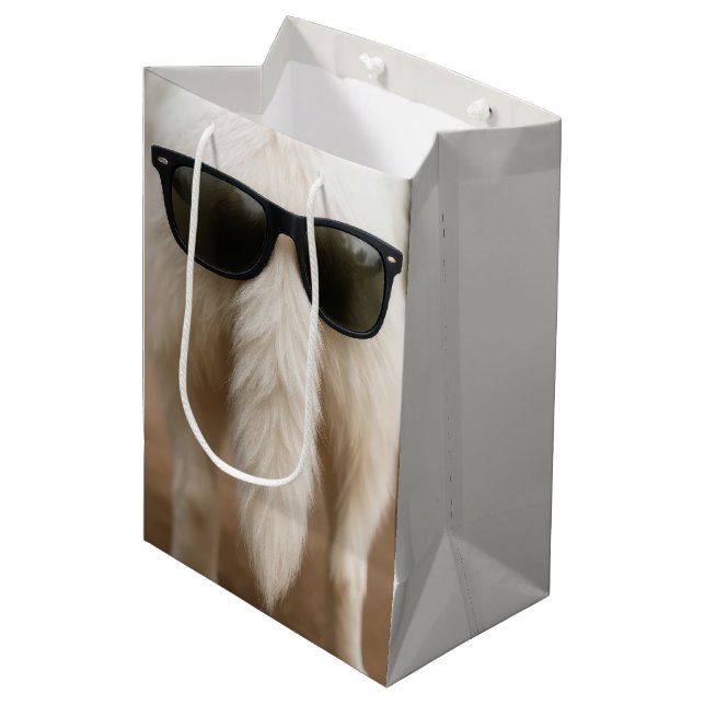 Birthday Dog Tail with Sunglasses  Medium Gift Bag (Front Angled)