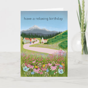 Birthday Dog Walking Country Town Card
