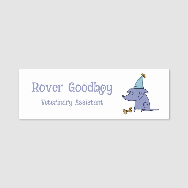 Birthday Dog with Party Hat Personalised  Name Tag (Front)