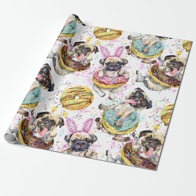 Birthday Dogs Wrapping Paper (Unrolled)