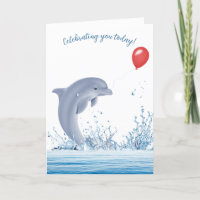 Birthday Dolphin With Balloon In Water 