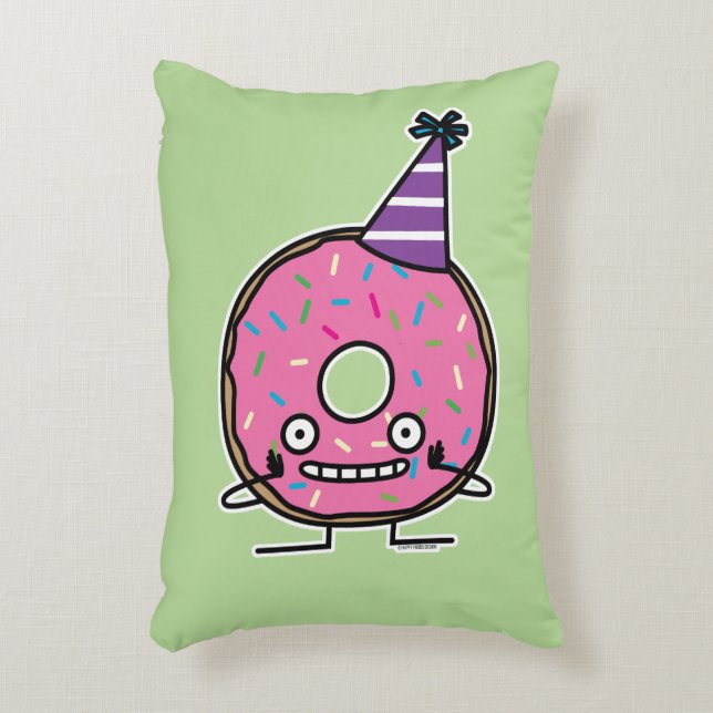 Birthday Doughnut pink icing sprinkles party hat Decorative Cushion (Front(Vertical))