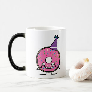 Birthday Doughnut pink icing sprinkles party hat Magic Mug