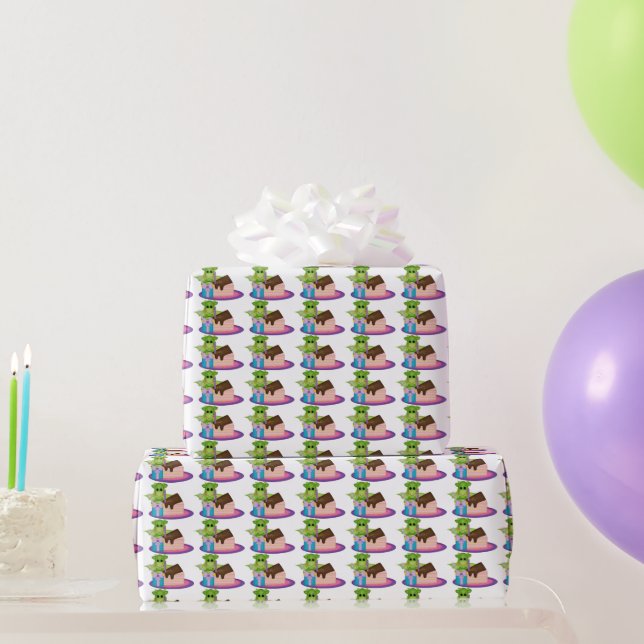 Birthday Dragon cartoon wrapping paper (Party Gifts)
