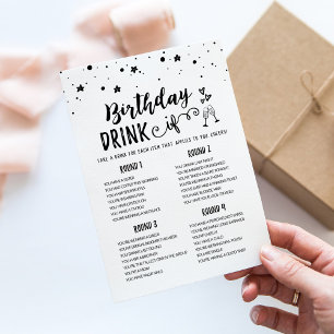 Birthday DRINK IF editable Birthday Game Card
