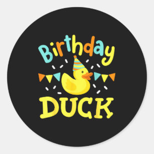 Birthday Duck Kids Girls Boys Rubber Duck Bday Par Classic Round Sticker