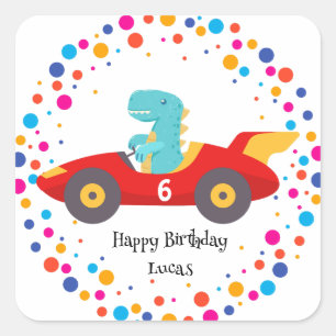 Birthday Duck race car boy red racing kid name Square Sticker