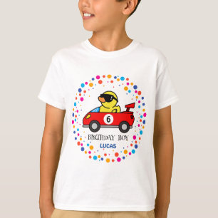 Birthday DUCK race car boy red racing kid name T-Shirt