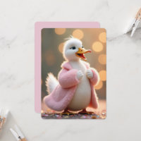 Birthday Duck Wearing a Pink Fur Coat