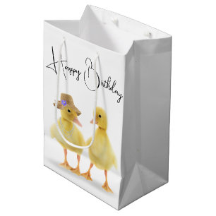 Birthday Duckling Couple Medium Gift Bag