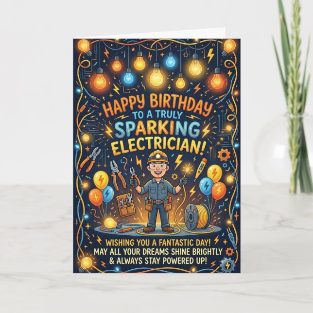 Birthday Electrician Card (Front)