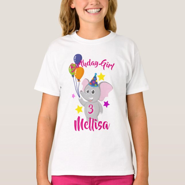 Birthday elephant holding balloons T-Shirt (Front)