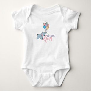 Birthday Elephant Pastel Bunch of Balloons Drawing Baby Bodysuit
