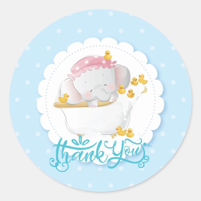 Birthday Elephant Thank you Classic Round Sticker (Front)