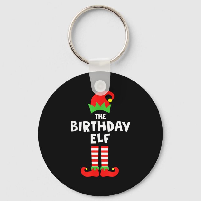 Birthday Elf Matching Group Family Holiday Christm Key Ring (Front)