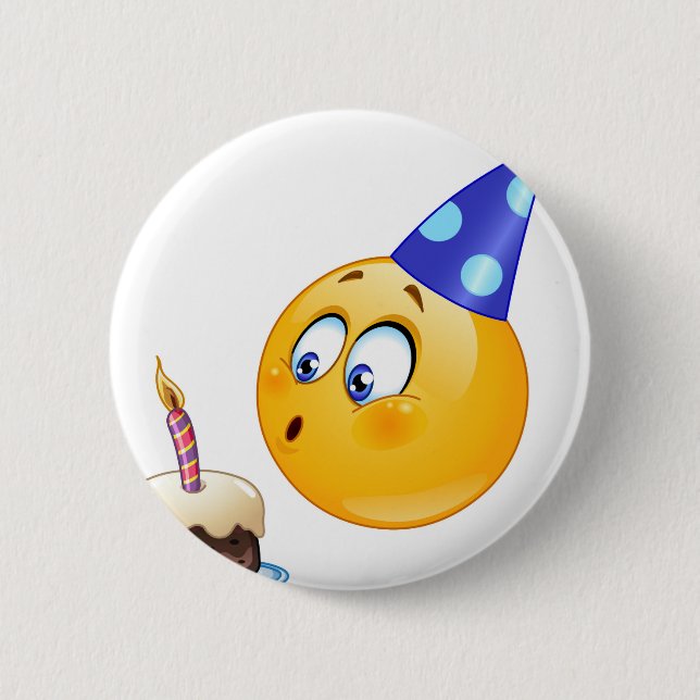 birthday emoji 6 cm round badge (Front)