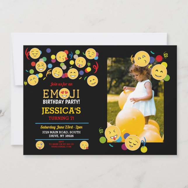 Birthday Emoji Fun Children's Birthday Happy Photo Invitation (Front)