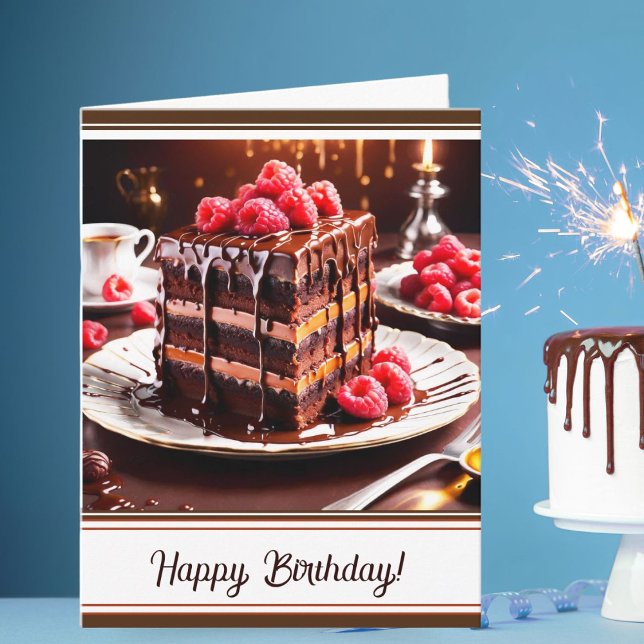 Birthday Epic Chocolate Caramel Cake  Card (Surprise your loved one with a card that's not just sweet but also deliciously tempting.)