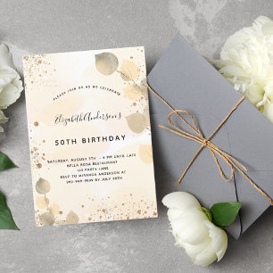 Birthday eucalyptus glitter golden fall foliage invitation