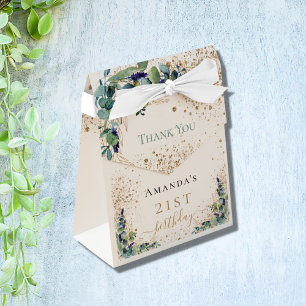 Birthday eucalyptus gold glitter thank you favour box