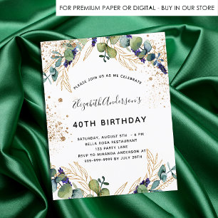 Birthday eucalyptus greenery budget invitation flyer