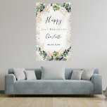 Birthday eucalyptus greenery elegant monogram banner<br><div class="desc">For an elegant 21st (or any age) birthday party. A chic white background. Decorated with green watercolored eucalyptus leaves,  sprigs,  greenery,  faux gold leaves and golden glitter spots. Personalise and add the name and a date. Black and golden letters. Perfect both as welcome banner and party wall decoation.</div>
