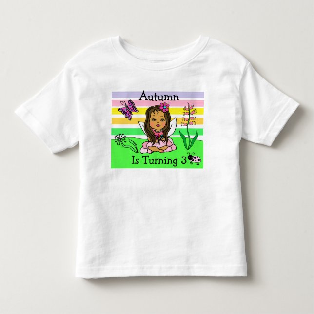 Birthday Fairy and Butterflies Age and Name Toddler T-Shirt (Front)