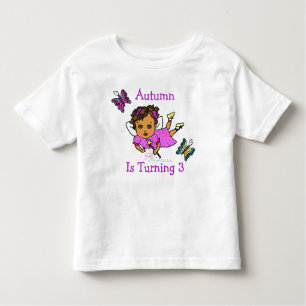 Birthday Fairy and Butterflies Age and Name Toddler T-Shirt