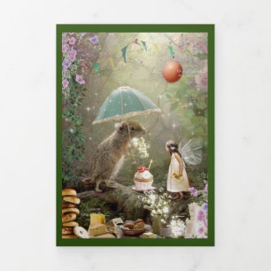 birthday, fairy, balloon, Tri-Fold  Announcement