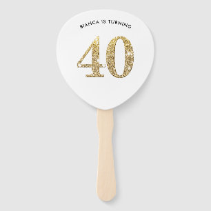 BIRTHDAY FAN modern stylish chic gold glitter 40th
