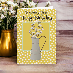 Birthday Farmhouse Bouquet WillowsFolded Note Card
