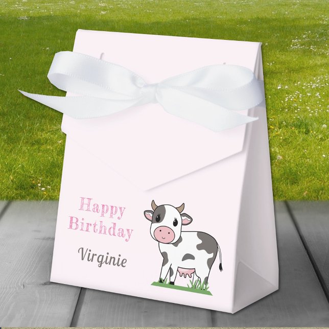 Birthday Favour Box with a Cute Cow (Cute Cow Favor Box)