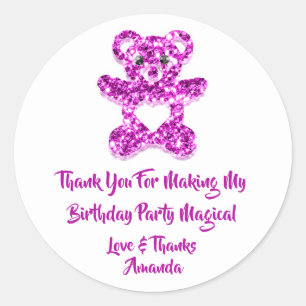  Birthday Favour Pinky Heart Baby Sweet Bear  Classic Round Sticker