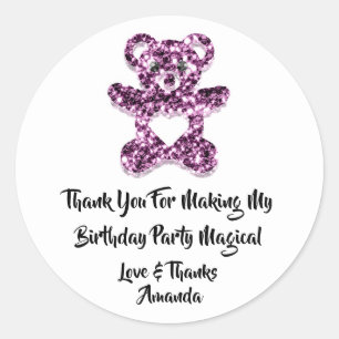 Birthday Favour Purple Heart Baby Sweet Bear Classic Round Sticker