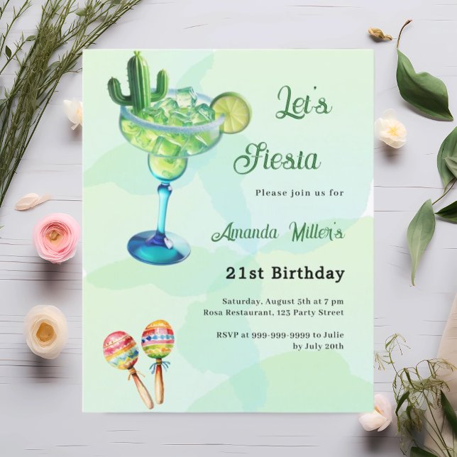 Birthday Fiesta Mexican style green invitation (Creator Uploaded)