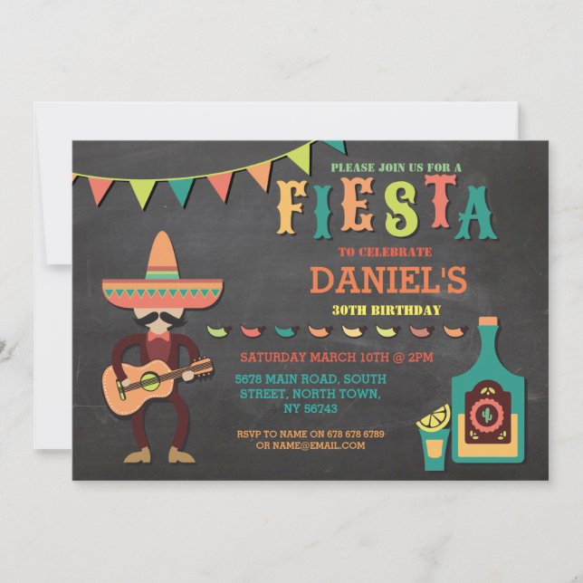Birthday Fiesta Mexico Mexican Man Party Invite (Front)