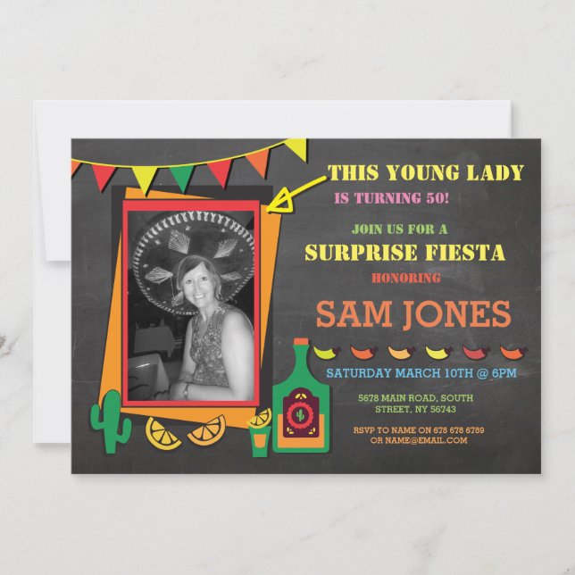 Birthday Fiesta Mexico Mexican Photo Party Invite (Front)