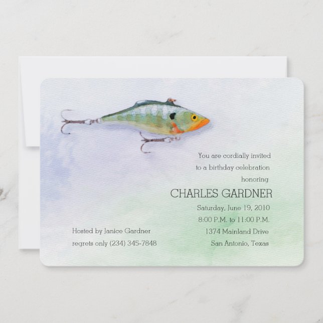 Birthday Fishing Theme Lure Invitation (Front)
