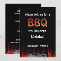 Birthday Flaming Hot BBQ Party Invitation