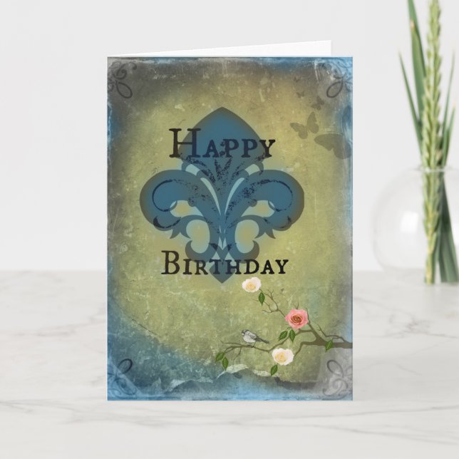 Birthday Fleur De Lis Card (Front)