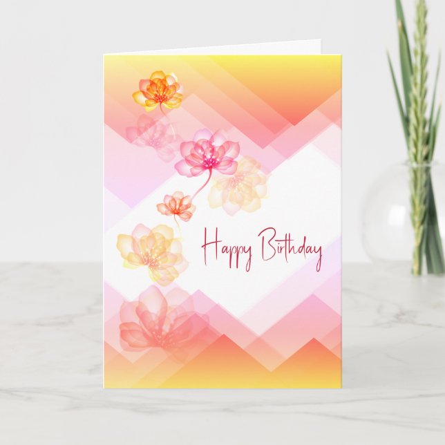 Birthday Floral Abstract Card (Front)