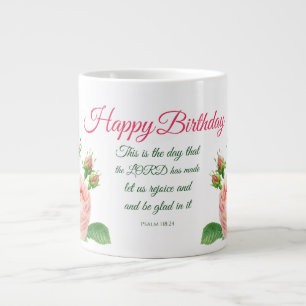 Birthday Floral Psalm 118:24 Two-Tone Coffee Mug