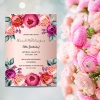 Birthday floral rose gold blush pink elegant