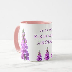 Birthday florals wildflowers pink purple mug