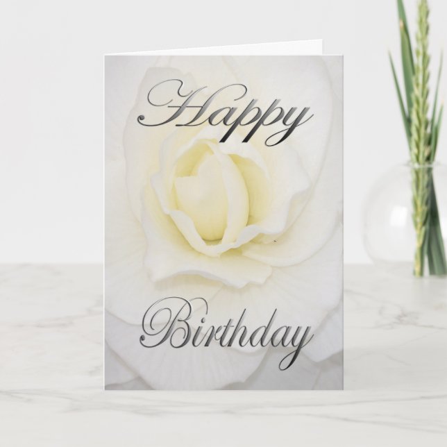 Birthday Flower in White Card (Front)