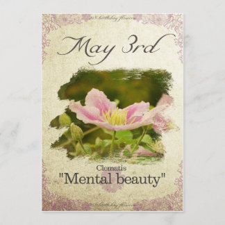 Birthday flowers on May 3rd "Clematis" Card