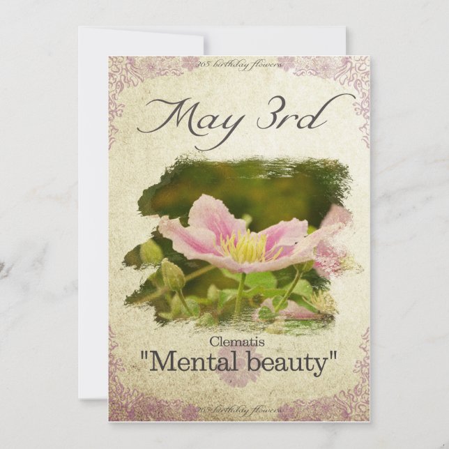Birthday flowers on May 3rd "Clematis" Card (Front)