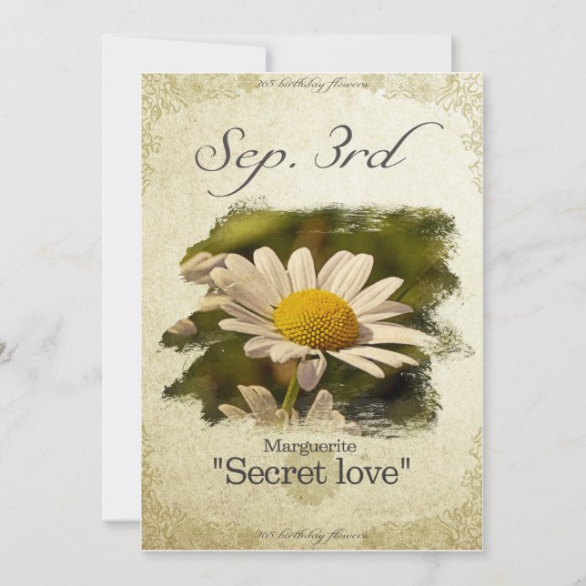 Birthday flowers on September 3rd "Marguerite" Card (Front)