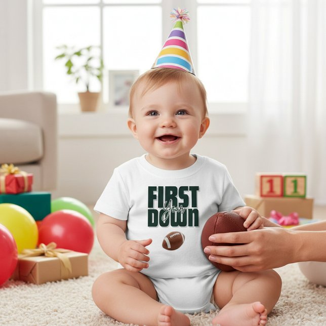 Birthday Football First Year Green Design Baby T-Shirt (Creator Uploaded)