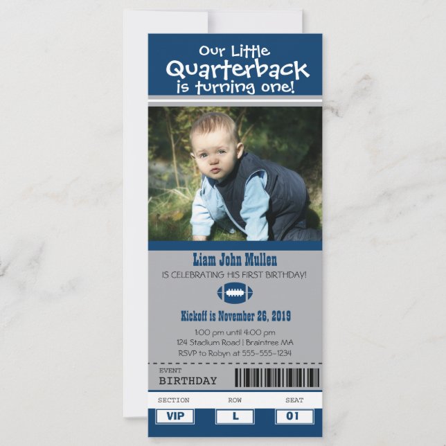 Birthday Football Ticket Invitation (Front)